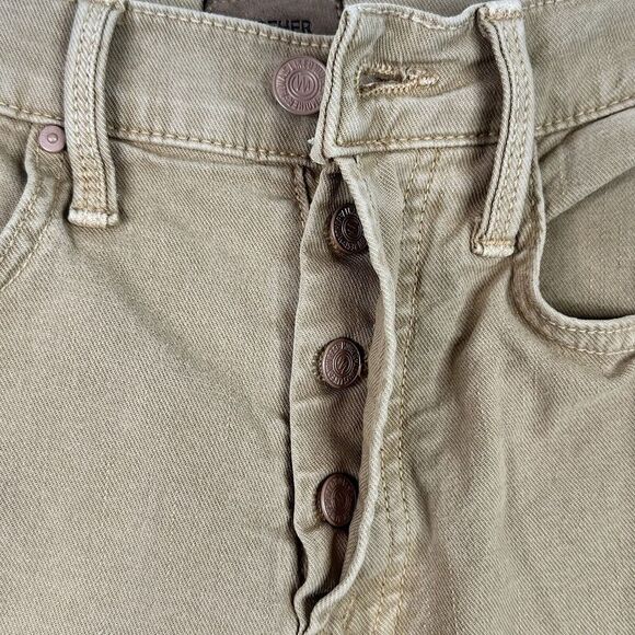 Mother The Tomcat Straight Leg Jeans Women’s 24 Lark Tan Khaki High Rise Button - Picture 4 of 15